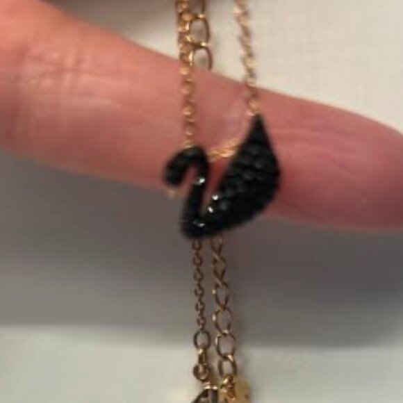 Swarovski Black and Gold Swan Necklace - Picture 2 of 11